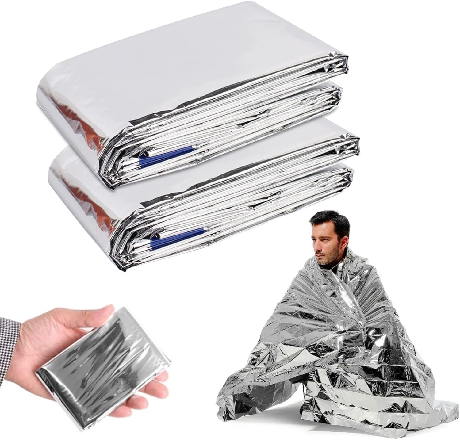 Couverture D'Urgence Pour L'Extérieur 2pcs, Couverture Survie, Couverture Thermique, Survie Materiel Pour Camping, Randonnée, Premiers Soins,