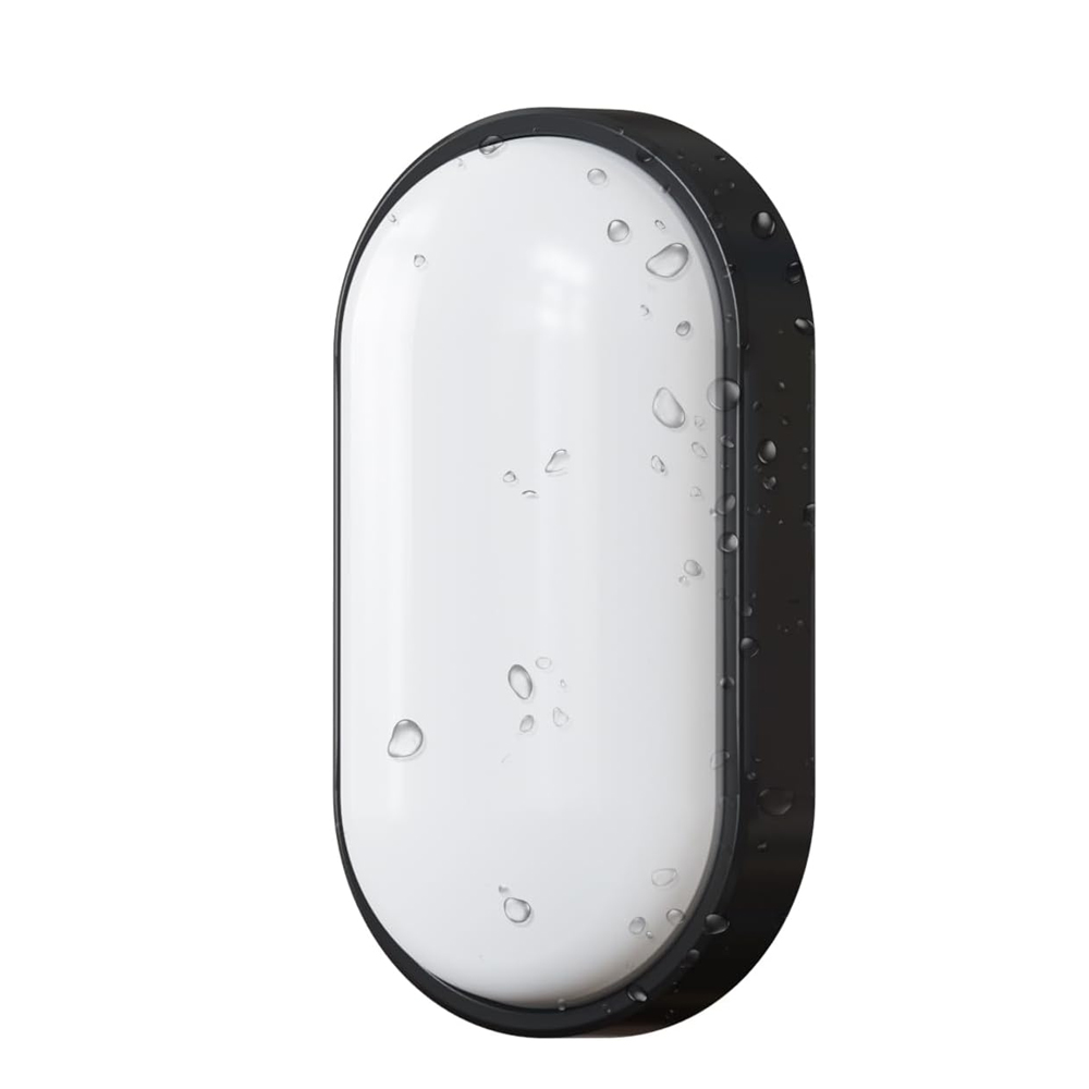 Wandleuchte Murale Exterieur Led, 20w Luminaire Exterieur Ovale Noir 6000k, Exterieur Eclairage Protégée Etanche, 1 Stück