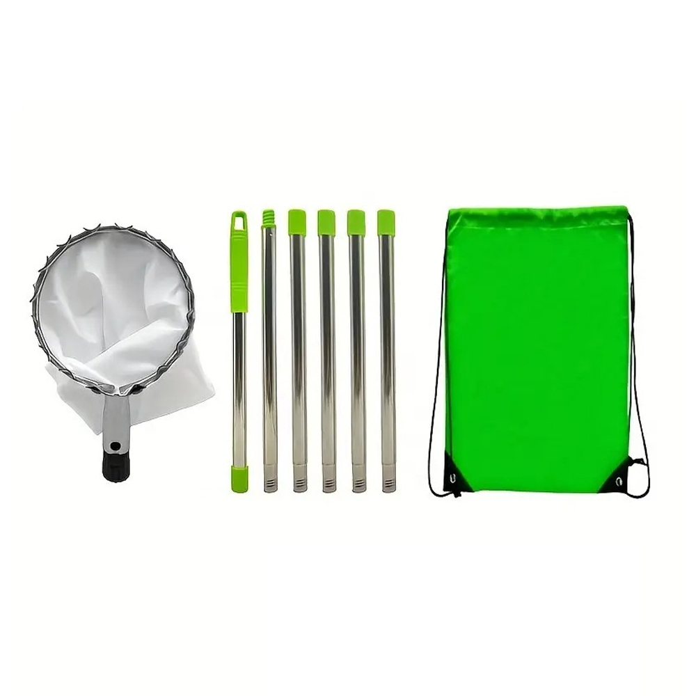 2,4 M Cueille Fruit Teleskop 6 Poteau Amovible Outil Cueillette Pomme Cueilleur De Fruits Amovible, Poteau Reglable Léger, Sac En Coton
