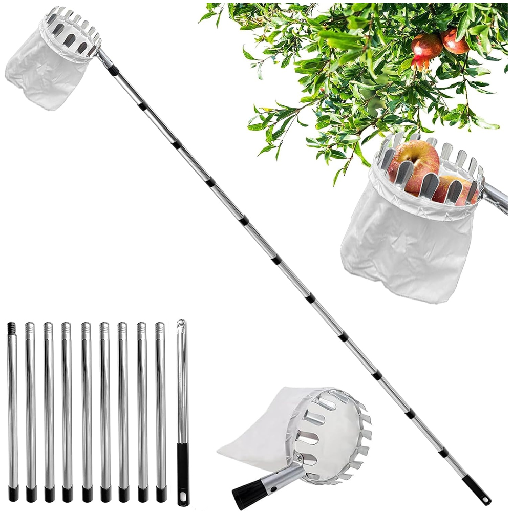 Obst-cueillier Mit Mehreren Teleskopen, 4m Fruits Cerise-werkzeug Für Obst-cueillier Mit Einstellbarem Poteau Léger Und Sac De Rangement De Fruits