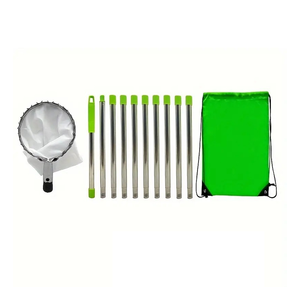 (4m Cueille Fruit Telescopique 10 Poteau Amovible Outil Cueillette Pomme Poteau Réglable Léger, Sac En Coton, Pour Poires Pêches