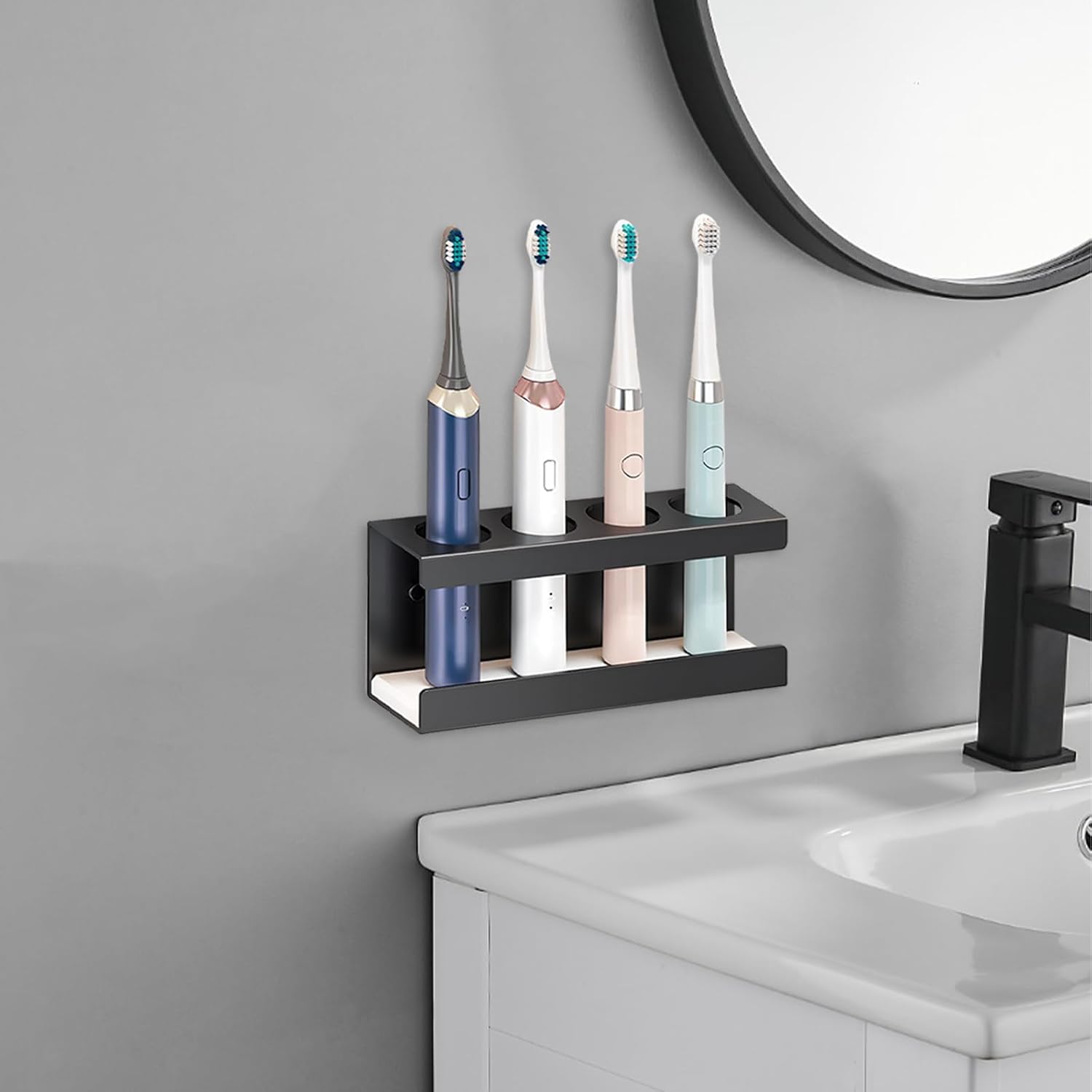 Unterstützen Sie Brosse A Dent Electrique Gain De Place, Porte Brosse À Dents Avec Unforte Capacité De Charge, Porte Brosse À Dents Mural Pour Salle De Bain