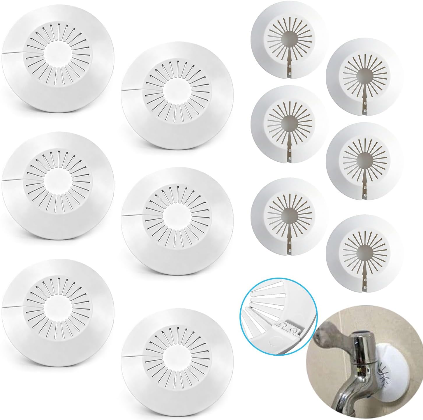 (12 Stück Cache Tuyau Radiateur Rosace Radiateur Für Cacher Les Raccords Design Clipsable Rosace Robinet Cache Tuyau Plomberie