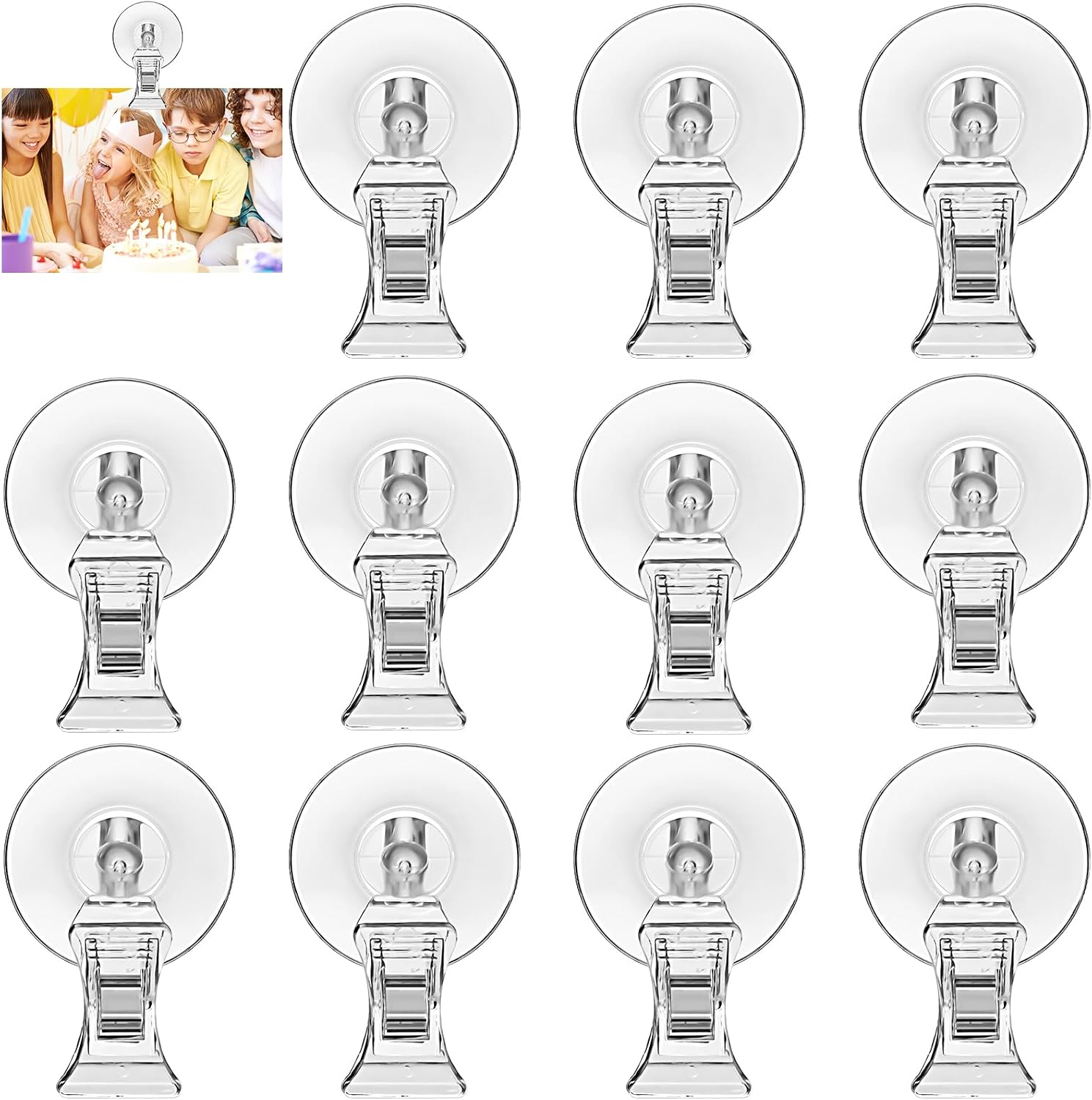 (12 Stück) Ventouse Pince, Transparente Ventouse Mit Pince Transparent Mit Clip Und Häkeln, Fixierungsklemmen Für Supermarché, Magasin, Aquariu