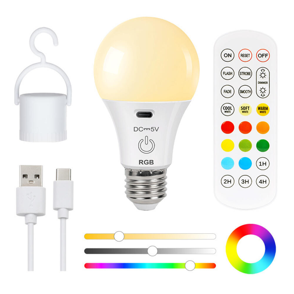 Lot Von 2 Wiederaufladbaren E27-ampullen Mit Fernbedienung, 7 Farben, Led-ampullen, Sans Fil, Sans Electricity, Luminosità