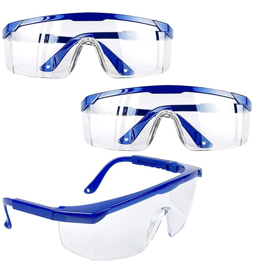 Sicherheitslunetten,3 Stück Lunettes De Protection Anti-buée Cadres Bleus Lunettes Uv Protection For Enfants Adultes Avec Lentilles Pc