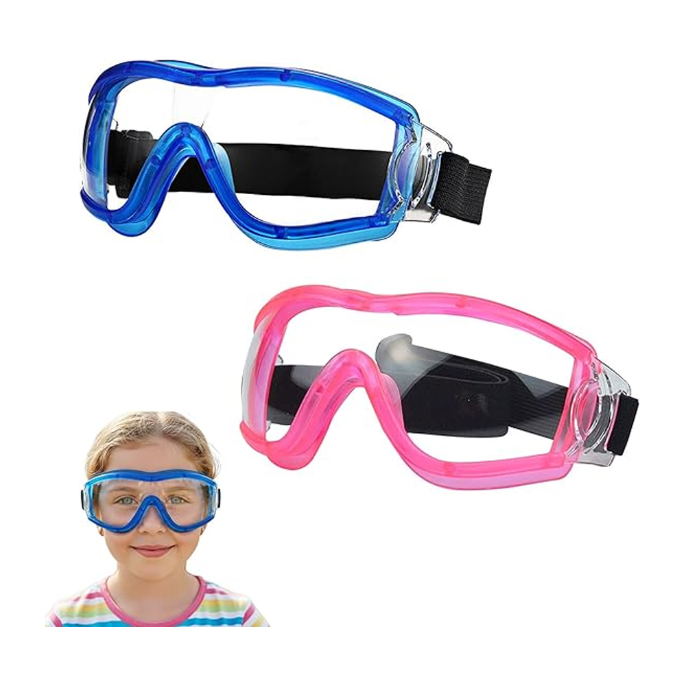 Lot Von 2 Lunettes De Protection Für Kinder, Anti-buée Lunettes De Sécurité Avec Sangle Réglable Pour 3 À 12 Ans(rose+bleu)