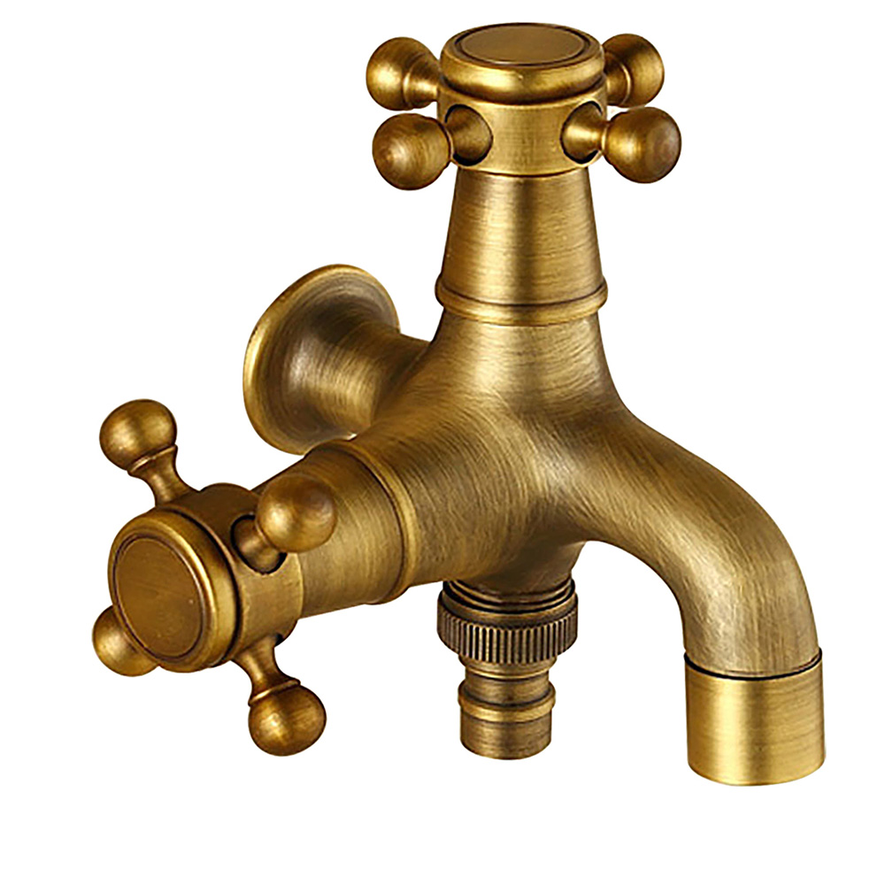 Robinet Dragon Vintage, Robinet D'Évier En Laiton Antique Mit Doppelbec Jardin Extérieur Eau Chaude Robinet Froid