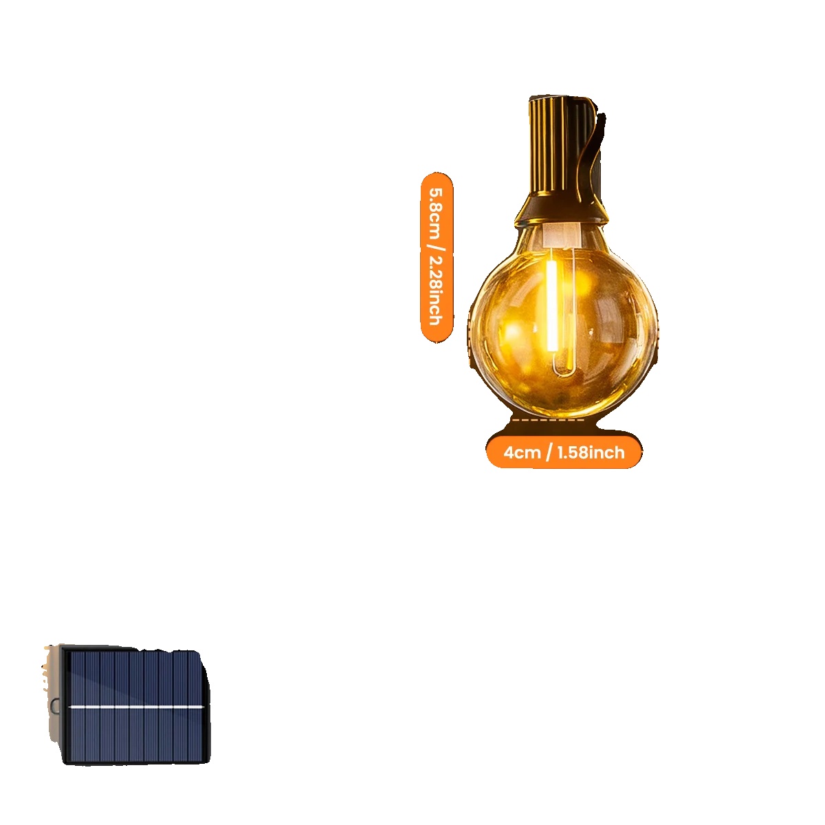 Solarbetriebene Lichterkette, Fernbedienung, Dimmbar, 15,5 M, 40 Glühbirnen