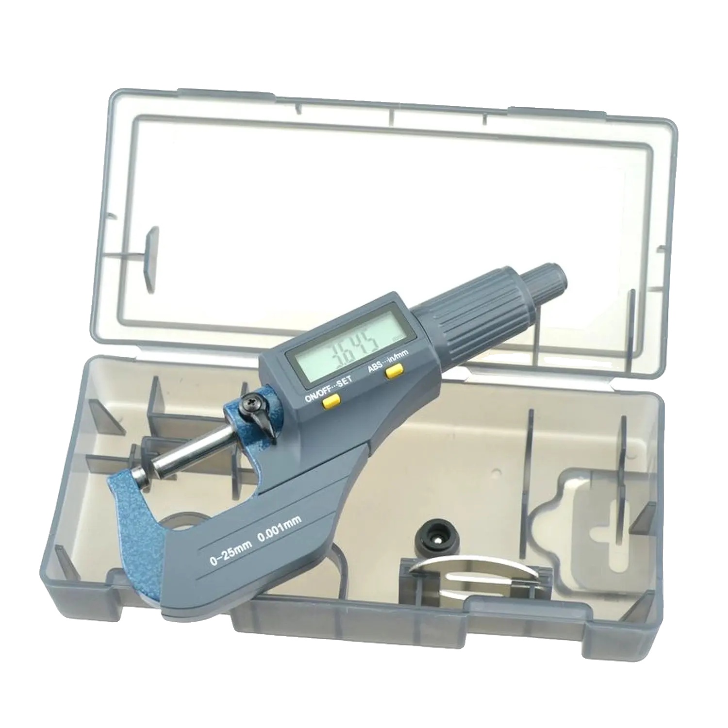 Digitales Mikrometer, Messbereich 0–25 Mm, Messgenauigkeit ±0,001 Mm, Digitales Lcd-display, Gehäuse Aus Edelstahl, Batteriebetrieb
