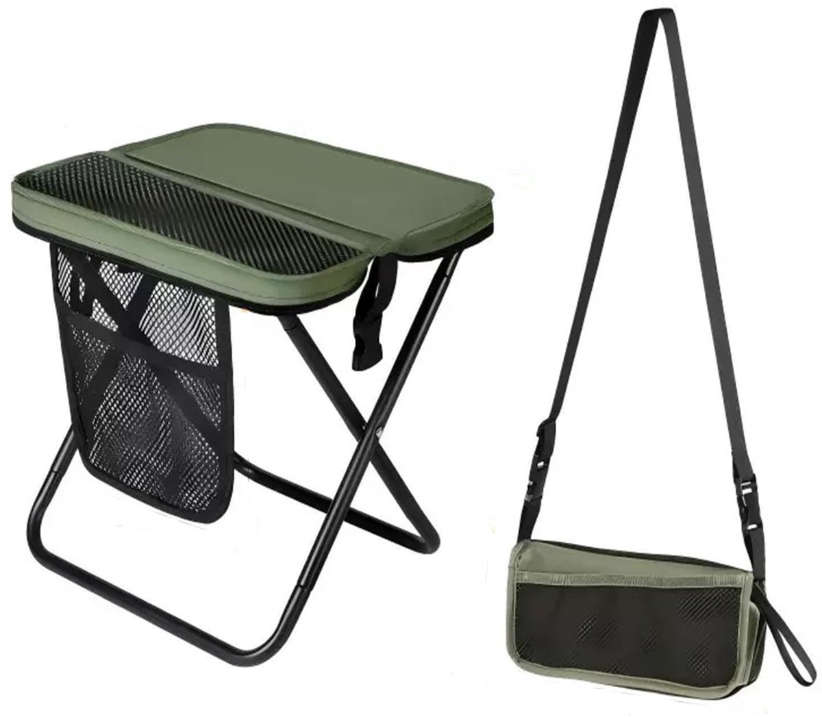 Dailygoods - Jiahuade Tragbarer Klapphocker, Campinghocker, Outdoor-klapphocker, 31 Cm, Kompakter Klapphocker, Kleiner Klappstuhl, Für Camping, Angeln, Reisen (grün)