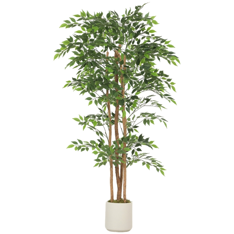 Künstlicher Banyanbaum 180 Cm, Massiver Holzstamm, Im Topf, Grün, Wohnzimmer Büro
