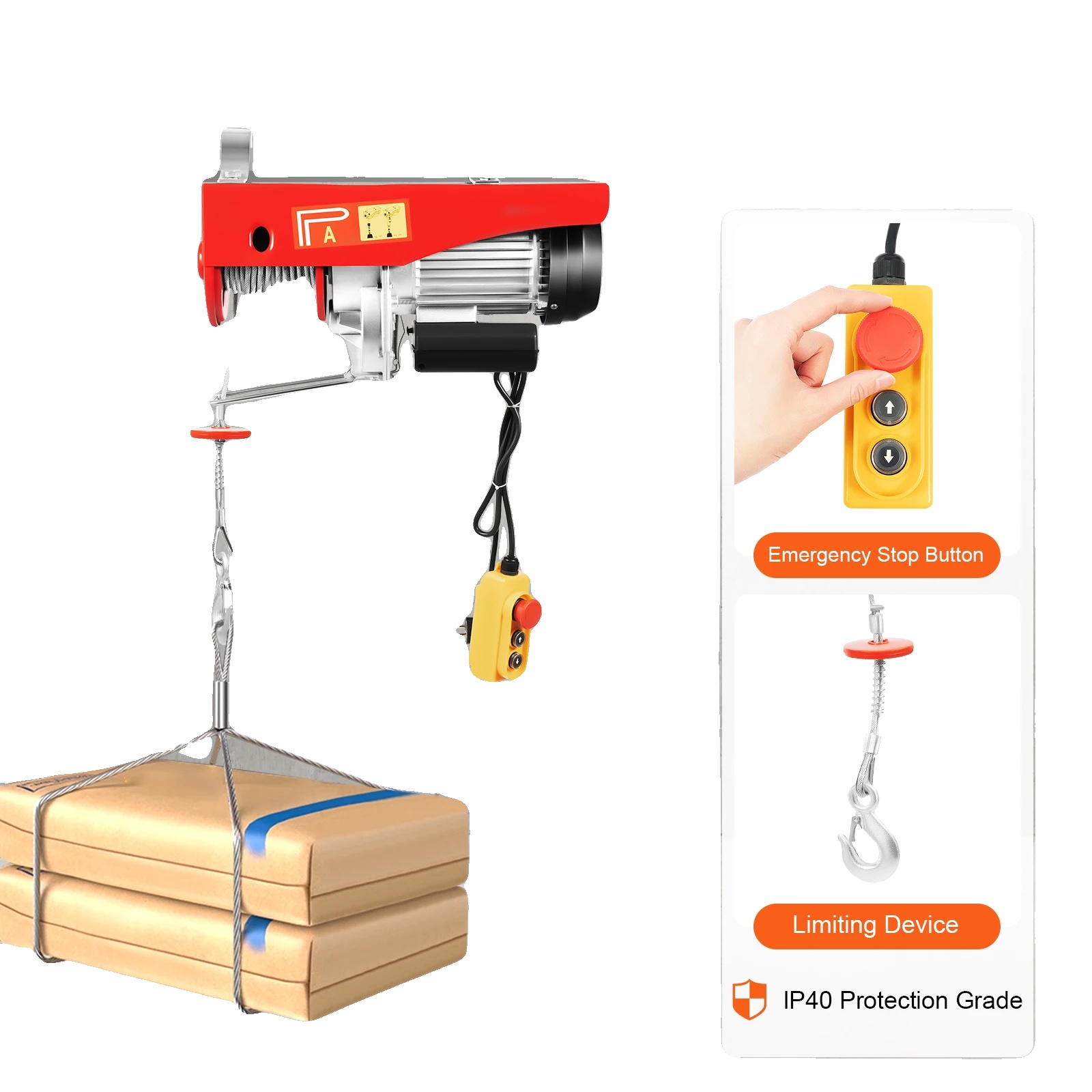 Elektrische Seilwinde, 220 V, 1600 W, 500 Kg Tragkraft, 1000 Kg Tragkraft, 12 M Kabel