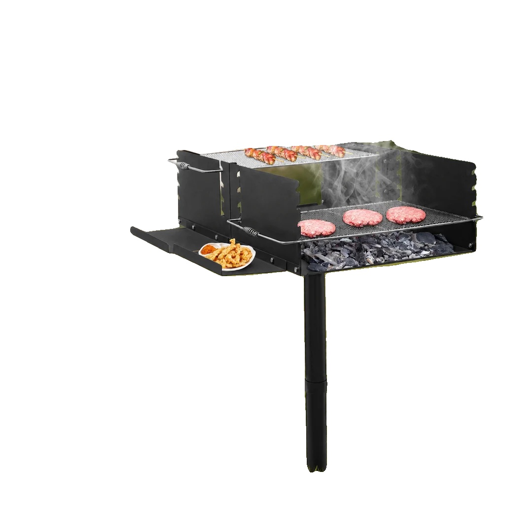 Außengrill, 40" X 25,5" Grillfläche, 4-fach Höhenverstellbar, Edelstahl Und Kohlenstoffstahl, Robust, Einfache Montage