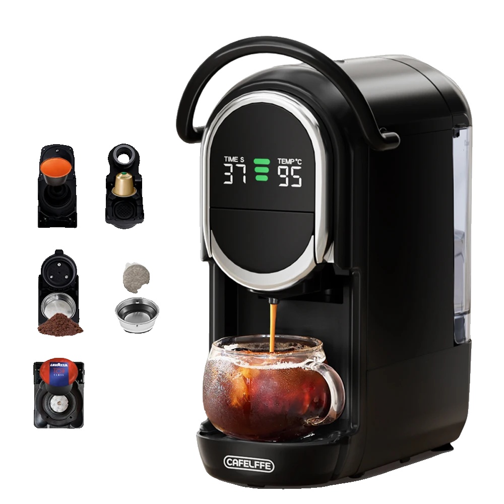 Kapselkaffeemaschine, Vielseitige Brühoptionen, Kompaktes Design, Schwarz, Eu-a