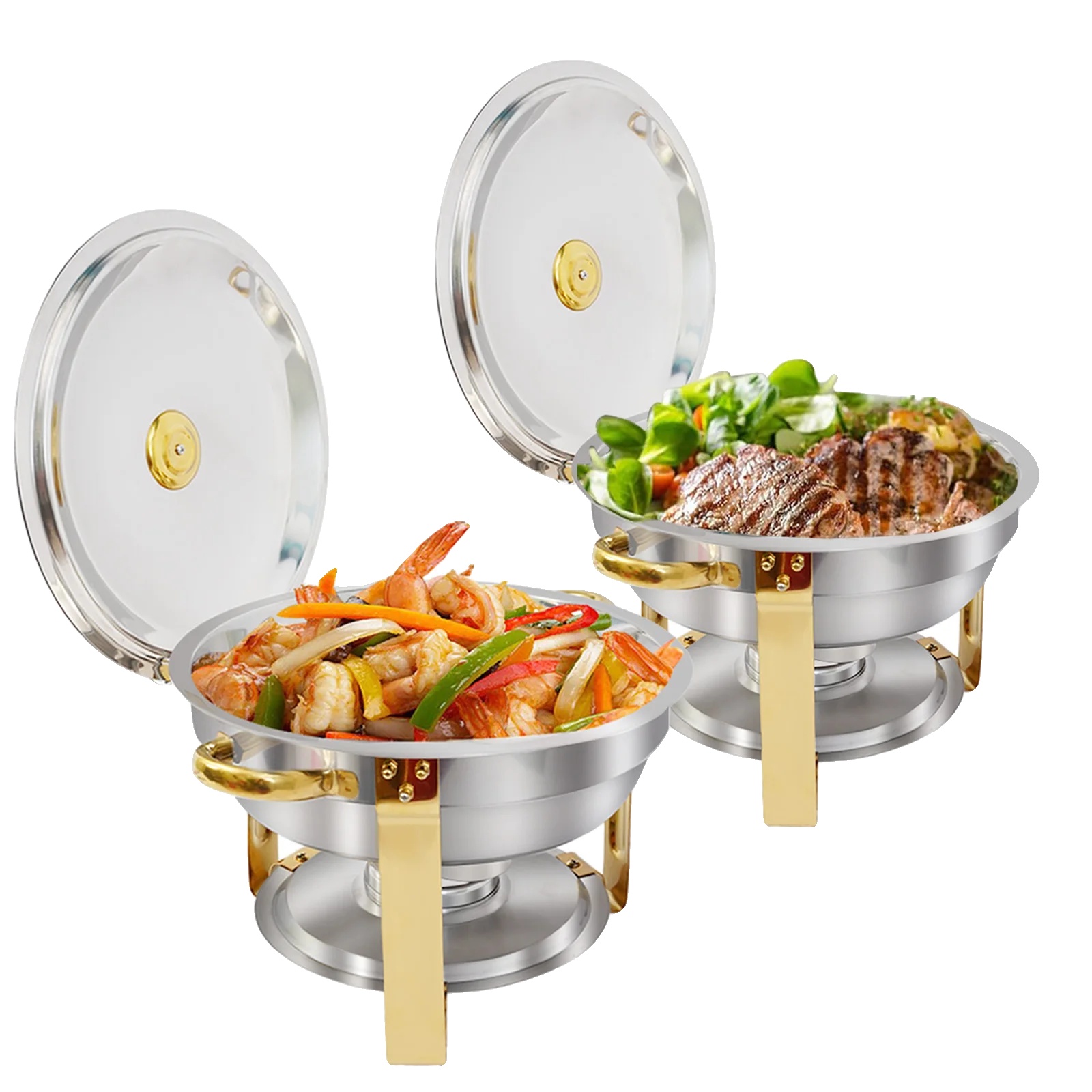 Servierschüssel, Edelstahl, Buffet-warmhaltebehälter-set, 2er-pack