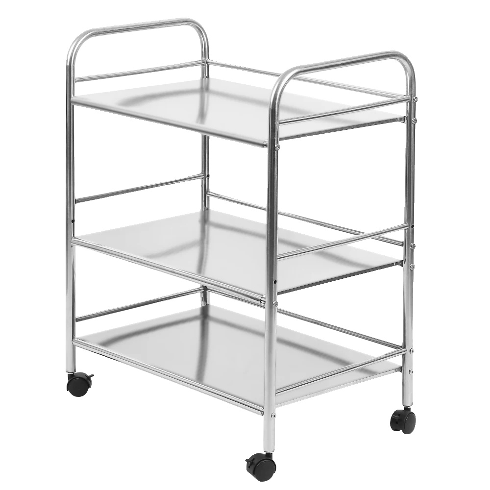 Küchenwagen, Metallkonstruktion, 3 Ablagen, Silber