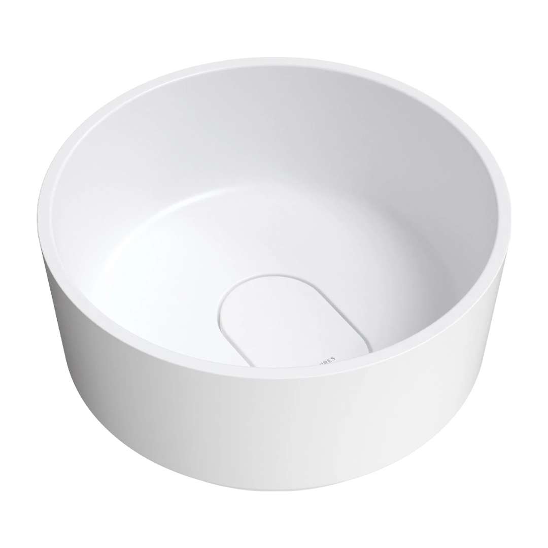 Omnires Cadence M+ - Aufsatzwaschbecken, Durchmesser 42 Cm, Ohne Überlauf, Ohne Hahnloch, Mattweiß Cadencer420bm