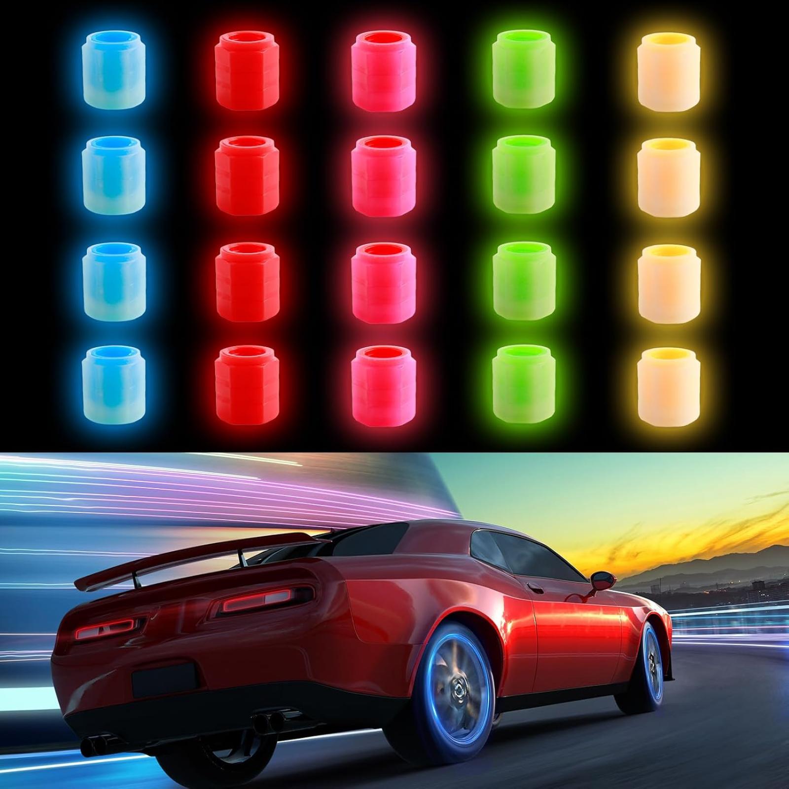 20 Beleuchtete Abs-ventilkappen – 5 Fluoreszierende Farben, Universell Einsetzbar, Wasserdicht Für Auto, Fahrrad Und Motorrad