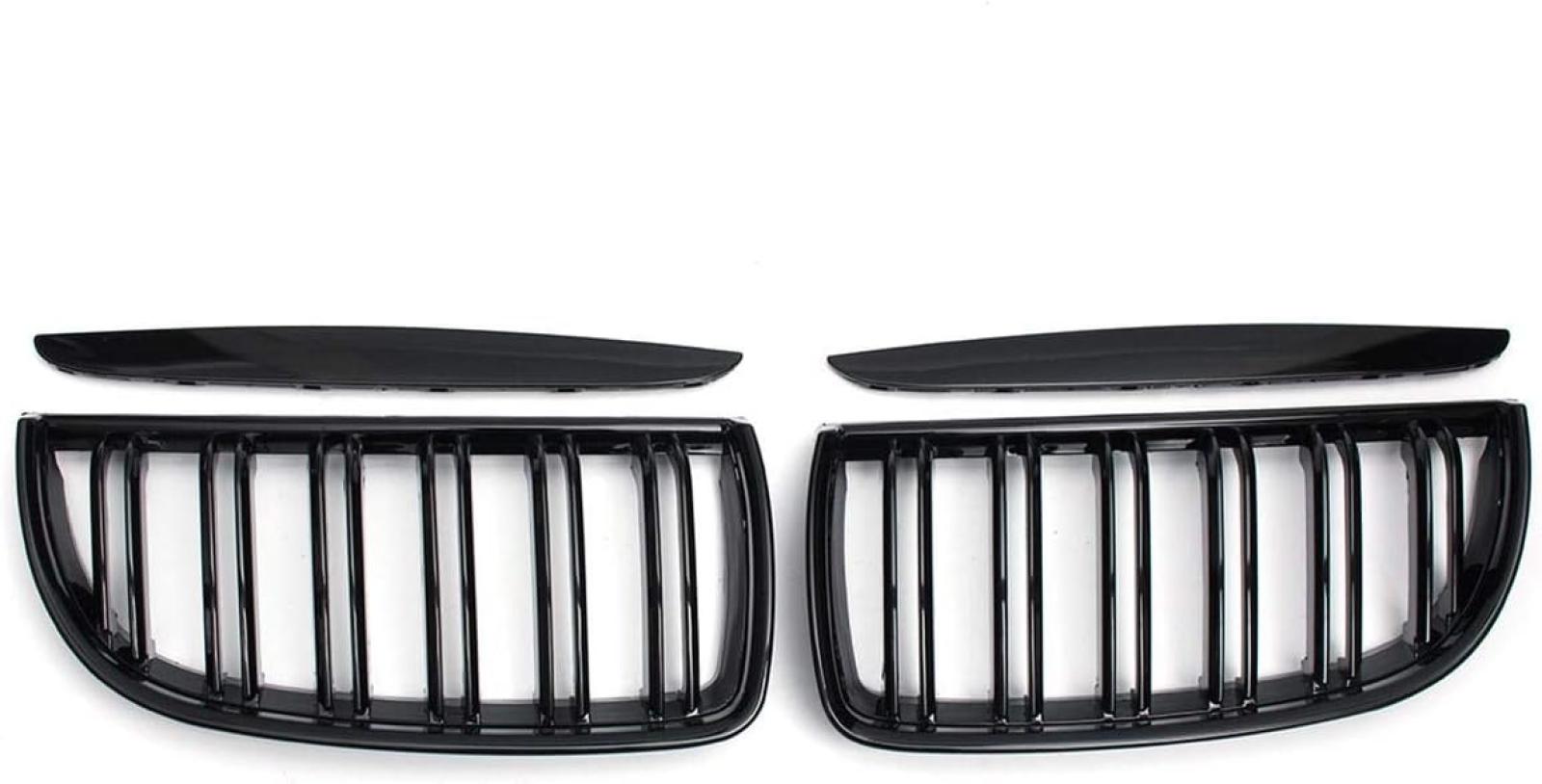 Paar Glänzend Schwarze Doppellamellen-sportgrills, Kompatibel Mit Bmw E90 E91 2005-2008