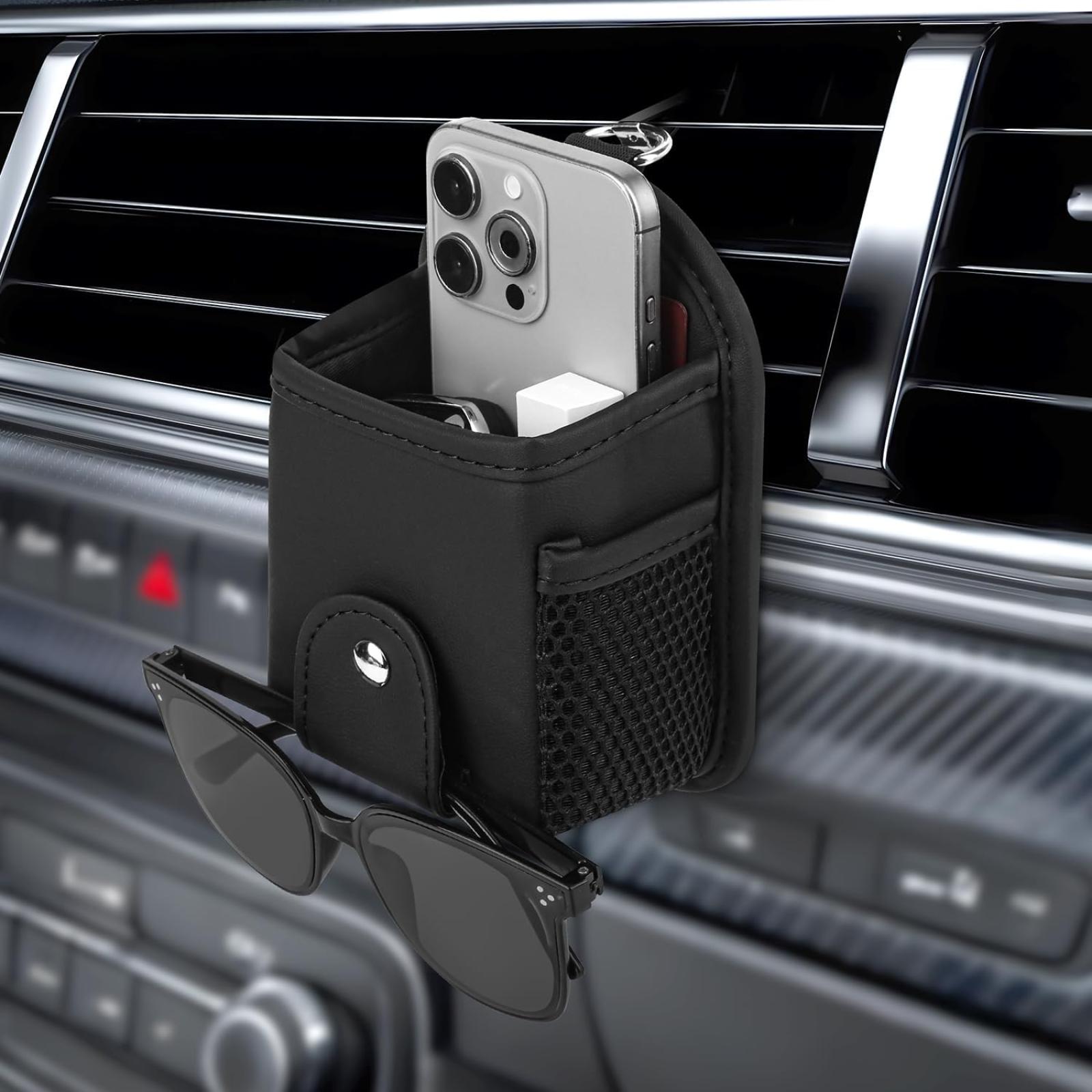 Auto-lüftungsschlitztasche, Universeller Sonnenbrillen-organizer Mit Clip, Aufbewahrungstasche Für Den Innenraum