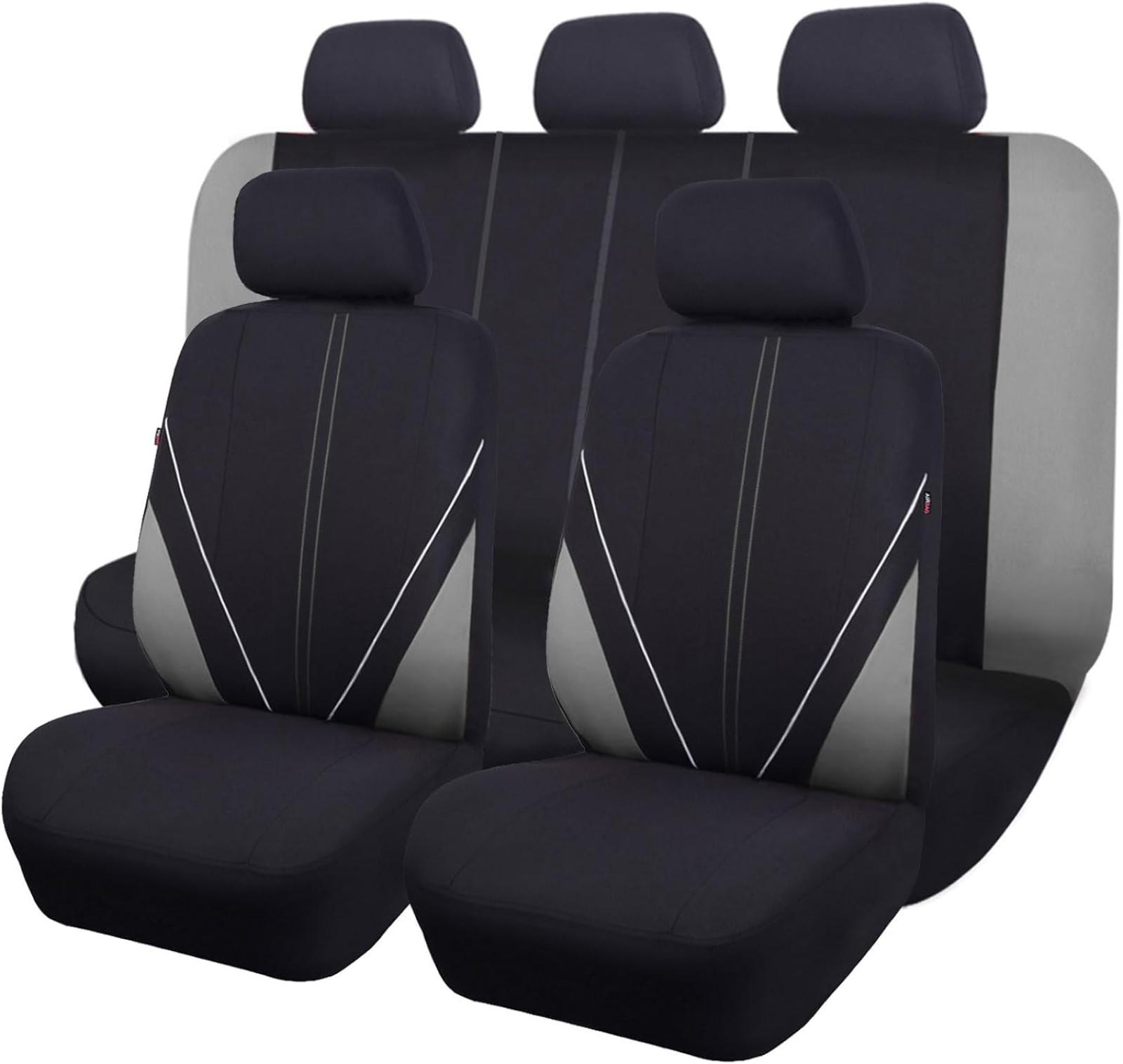Komplettes Set Universeller Autositzbezüge Aus Atmungsaktivem Netzgewebe, Airbag-kompatibel (schwarz Und Grau)