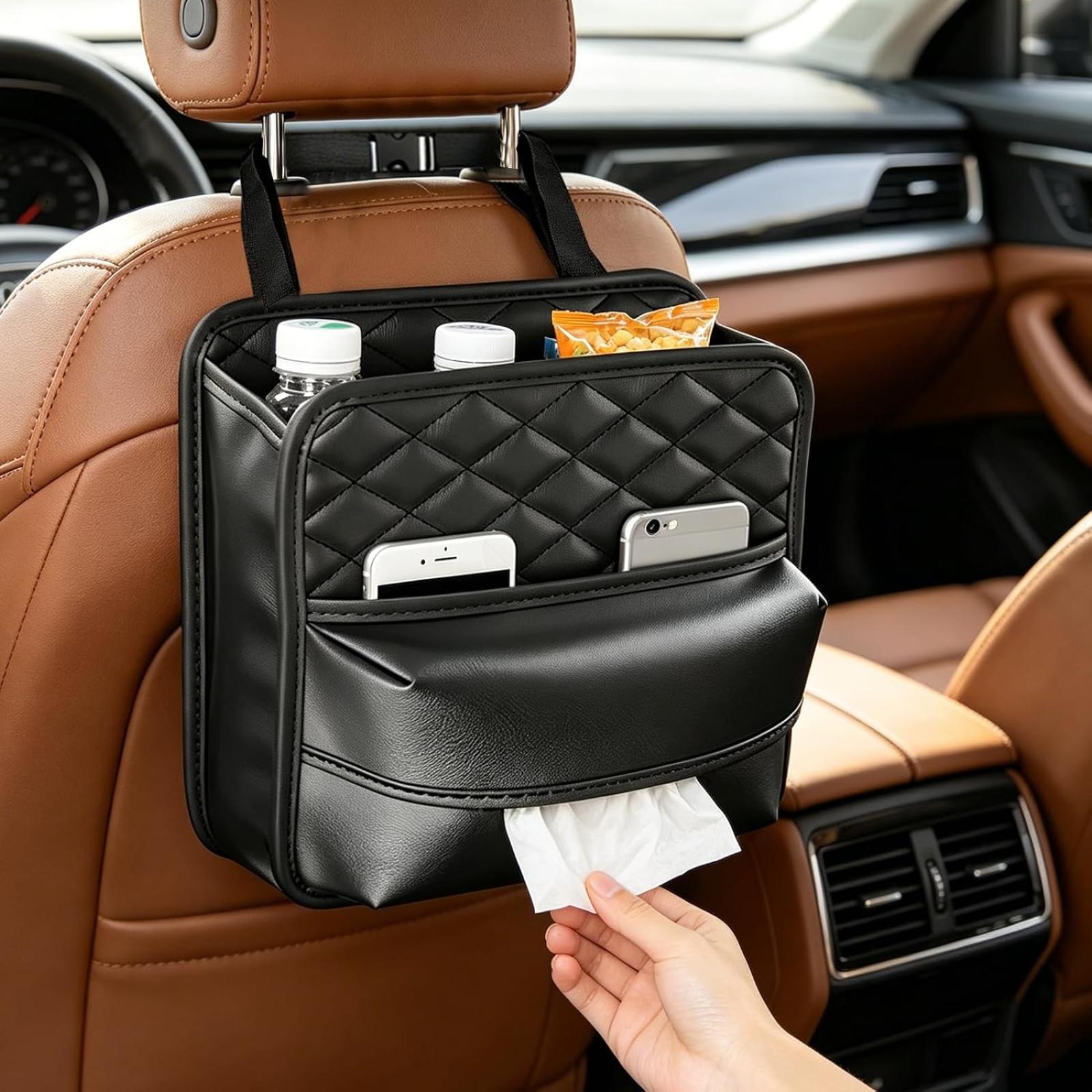Hängende Auto-aufbewahrungstasche Aus Leder, Auto-rücksitz-organizer, Auto-mülleimer-organizer