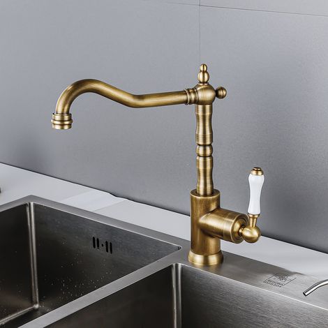 Little Crayfish – 360° Drehbare Einhebel-küchenarmatur In Bronze-messing – Auslaufsicheres Keramikventil – Abs-luftsprudler Für Sanften Wasserstrahl