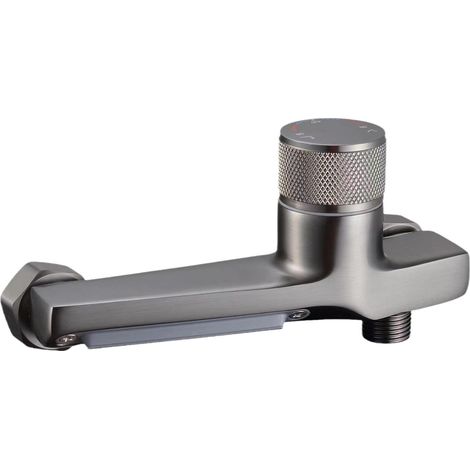 Thermostat-duschmischer, Kupfer-thermostat-badmischer, Badmischer Mit Zwei Ausgängen, Thermostat-duscharmatur Mit Sicherheitsknopf Und Handbrause (grau)