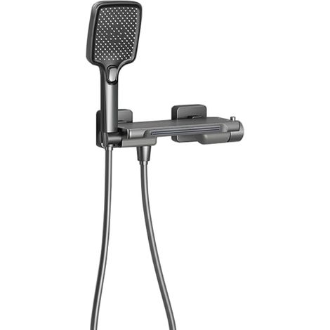 Wasserfall-badewannenarmatur, Badewannenarmatur Mit Handbrause, Wandmontierte Badewannenarmatur, Messing, Grau