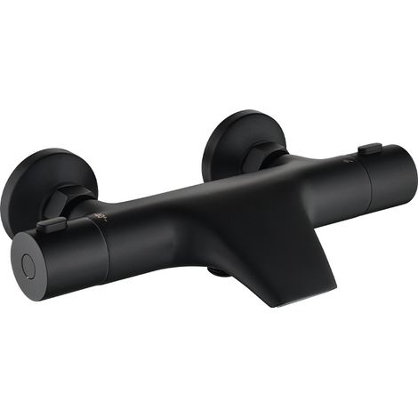 Thermostat-brausebatterie, Schwarz, Messing, Thermostat-badewannenarmatur, Thermostat-badewannenarmatur, Sicherheitsstopp Bei 40 °c, Wand-duscharmatur, Schwarz