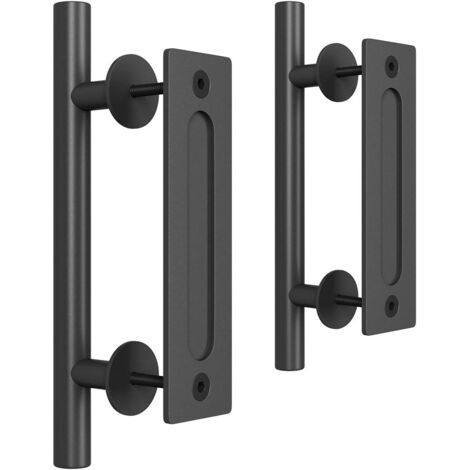 12-zoll-schiebetürgriff, Zug- Und Antriebs-hardware-kit, Schwarz, Großes Doppelseitiges Antikes Design, Rund