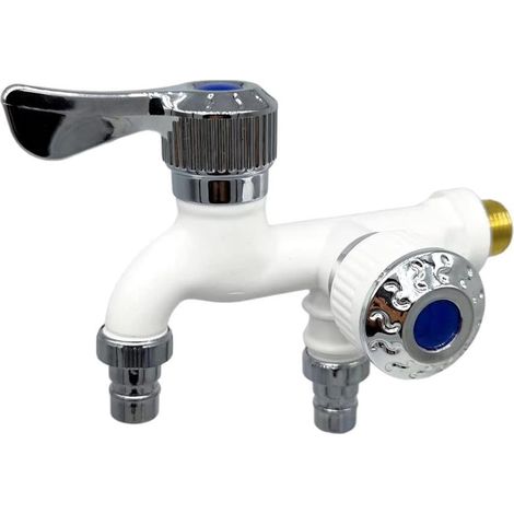 2-in-1-multifunktions-wasserhahn Mit Zwei Ventilen, Waschtischmischer, Umsteller Und Separator – Weiß