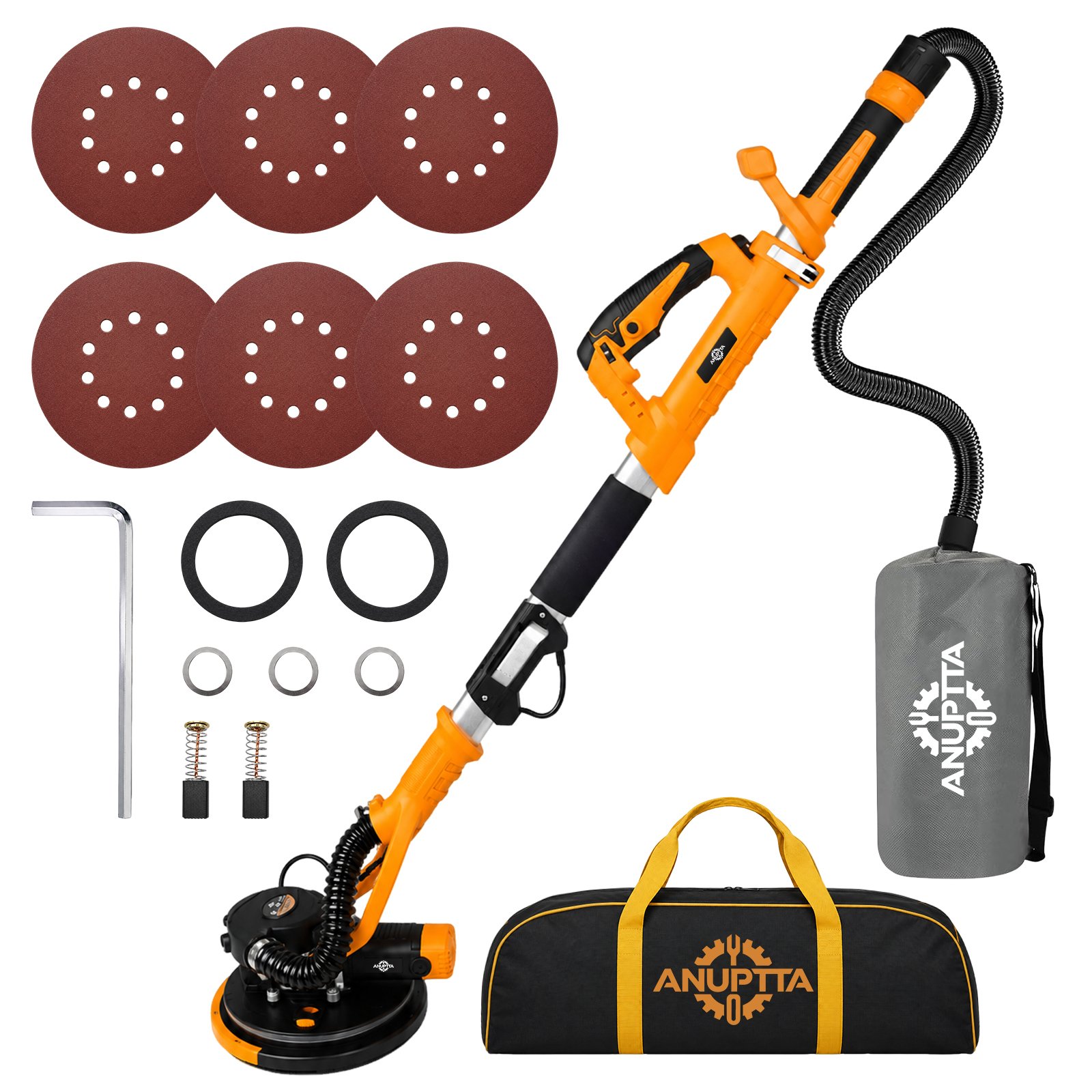 Ponceuse Girafe 880w À Aspiration Automatique, Tête Pivotante, Avec Sac De Rangement