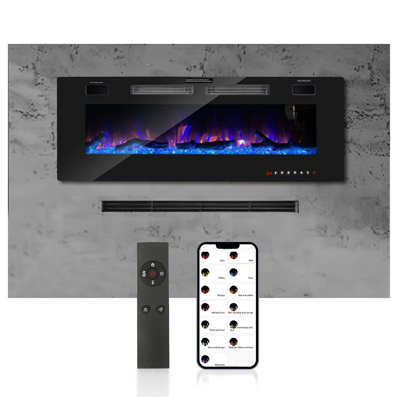 Tolletour Elektrokamin 50 Zoll, 750 W/1500 W, App-steuerung Und Fernbedienung Elektrischer Kamin
