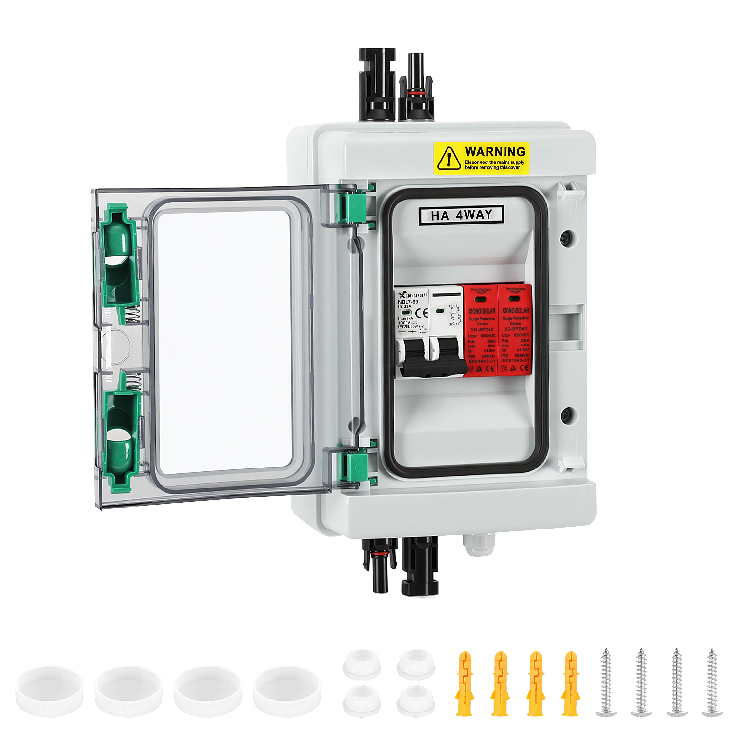 Tolletour Solar Anschlusskasten Dc 1-string Überspannungsschutz Pv 1000v 32a Photovoltaik Ip65 Generatoranschlusskasten 4-module Solarstecker Pv-anlage
