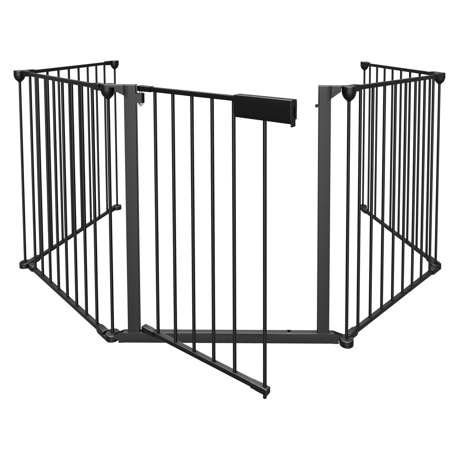 Tolletour 2er Set Kaminschutzgitter 5-teilig 310 Cm Mit Tür, Faltbar Mit Einhandverschluss, Schwarz