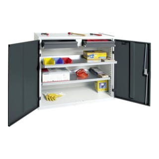 Werkzeug- und Materialschrank 3000, ral 7035/7016, 2 Schubladen, 2 Wannen - Stumpf