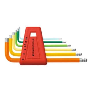 Sechskant-Winkelschraubendreher-Satz, mit Kugelkopf, pulverbeschichtet, 6-teilig - Pb Swiss Tools