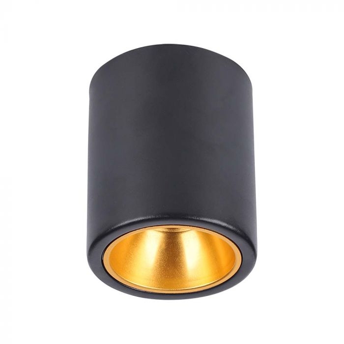 V-tac Vt-978 Led Ceiling Spotlight Base Surface Mount Round Gu10 Black Gold Reflector Sku 6691