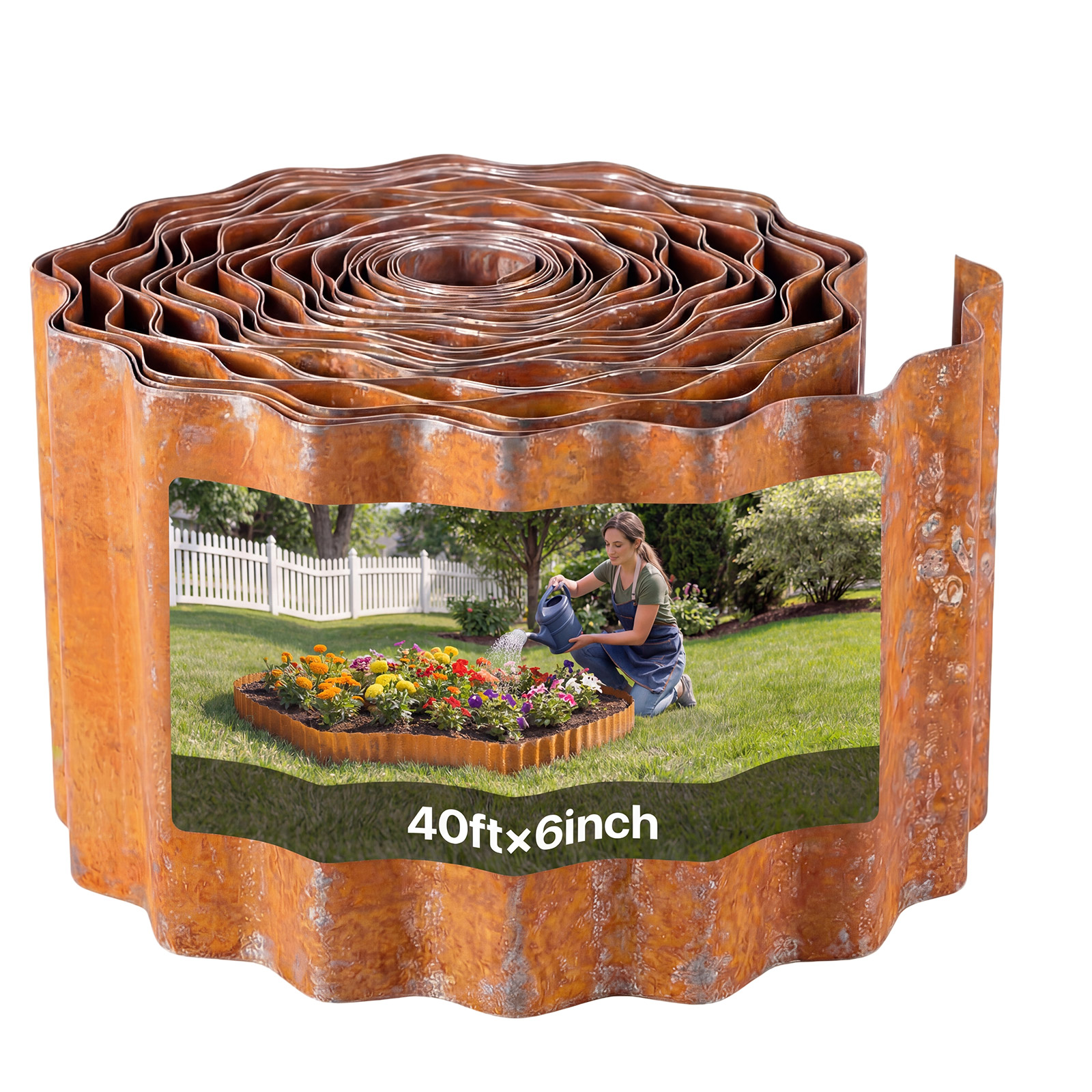 Vevor Rasenkante 12480x147 Mm, Beeteinfassung Mit Handschuhen, Wegbegrenzung Aus Kohlenstoffstahl, Robuste Metall-beetumrandung, Mähkante, Gartenpalisade Für Blumenbeete & Gartenwege