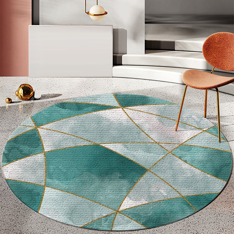 Maschinenwaschbarer Runder Teppich, Einfacher Geometrischer Stil, Für Den Innenbereich, Rutschfest, Für Schlafzimmer, Wohnzimmer, Rutschfest, Saugfähig, Eingangsteppich (farbverlaufsgrün, 120 Cm)
