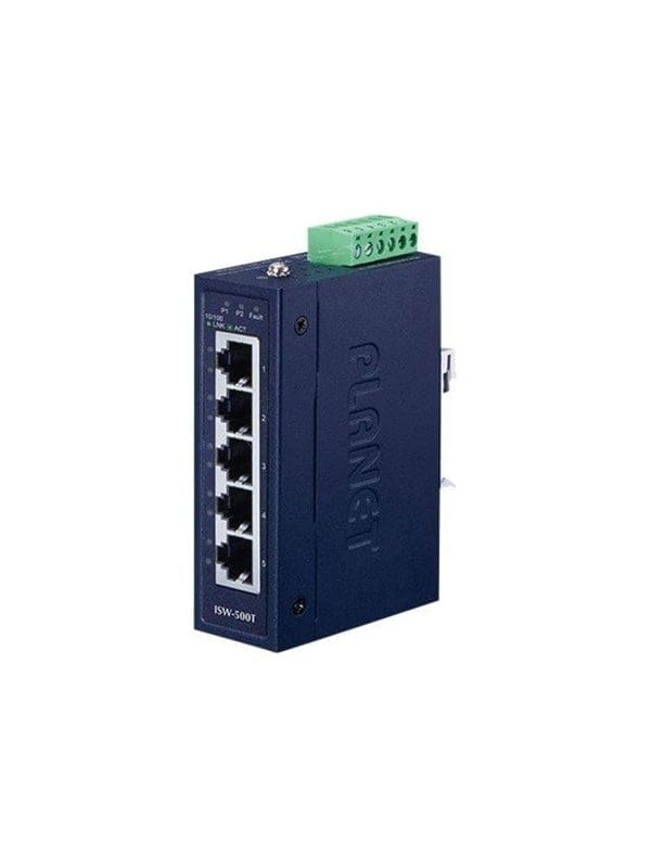 Planet - IP30 Compact - 5-Port Fast Ethernet Switch 10/100TX (-4075°C), ISW-500T