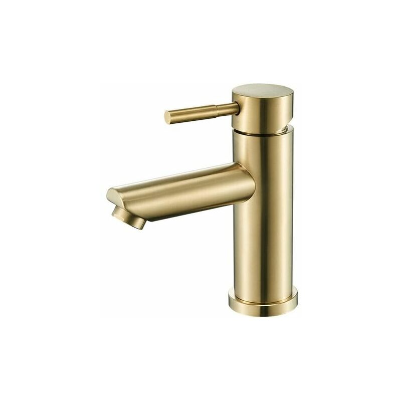 Wasserhahn, Wasserhahn, Waschtischarmatur, Badezimmer, Modernes Modedesign, Wasserhahn Aus Gebürstetem Goldmessing, Waschbecken, Warm- Und Kaltwasserversorgung, Keramikventil Einteilig