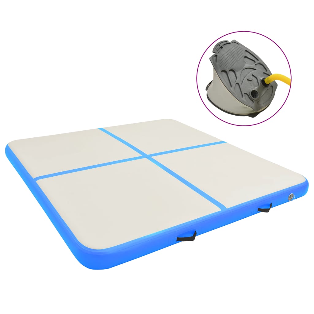 Aufblasbare Gymnastikmatte Mit Pumpe 200x200x20 Cm Pvc Blau Vidaxl