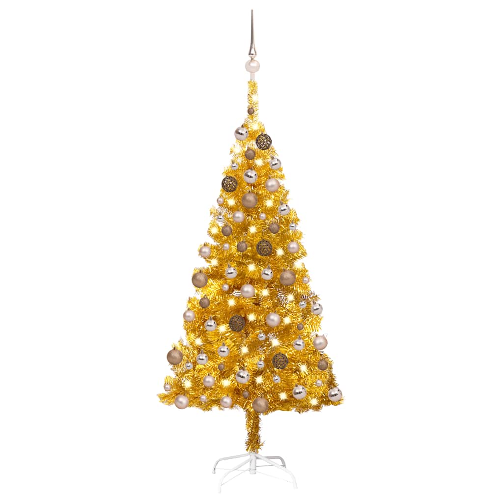 Künstlicher Weihnachtsbaum Beleuchtung & Kugeln Gold 150 Cm Pet Vidaxl