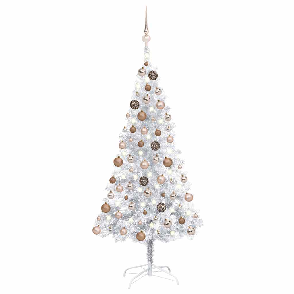 Künstlicher Weihnachtsbaum Beleuchtung & Kugeln Silber 150 Cm Vidaxl