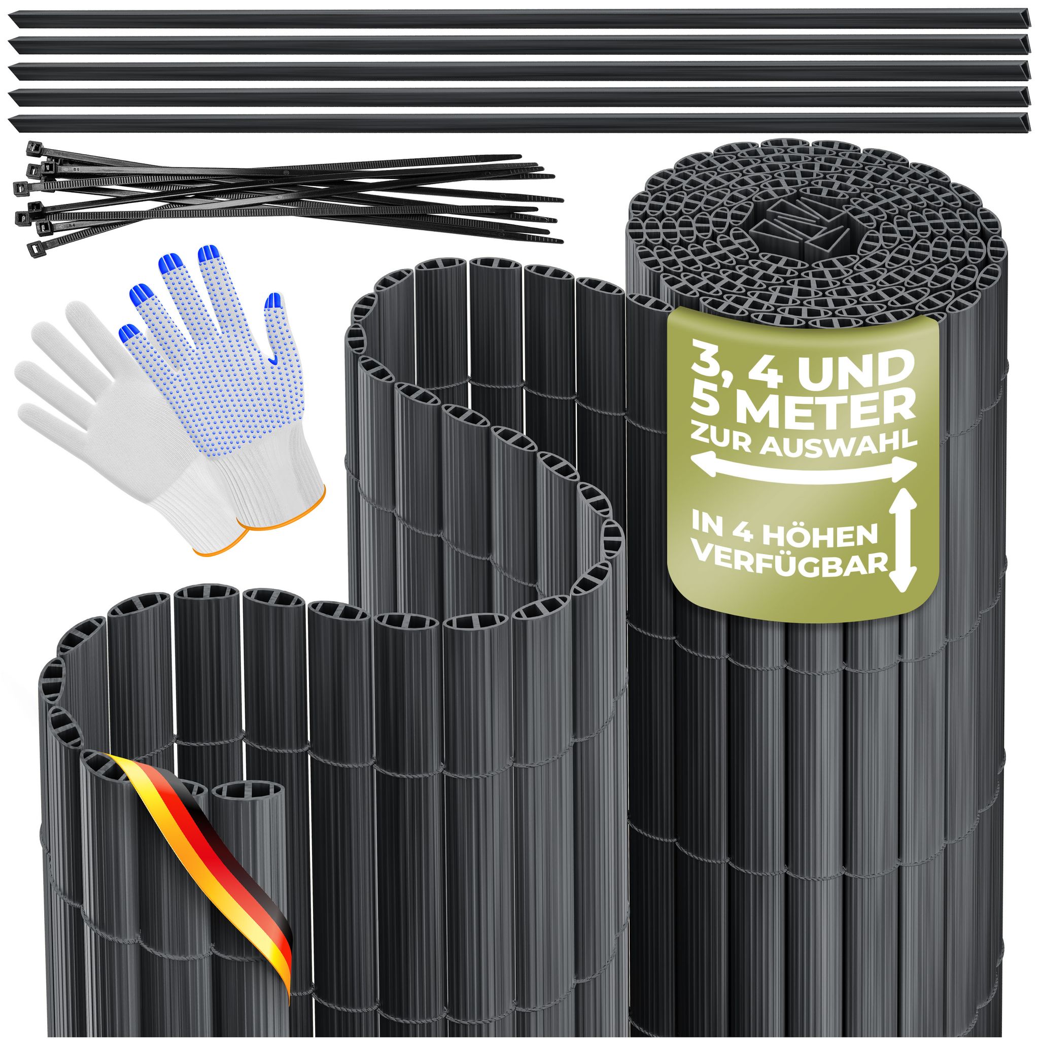 Kesser® Pvc Sichtschutzmatte, Blickdicht, Windfest - 100 X 400 Cm, Schwarz
