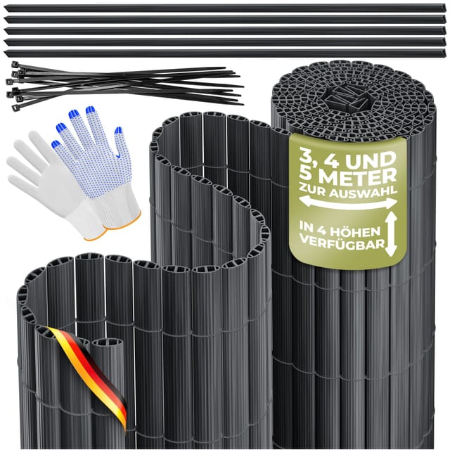Kesser® Pvc Sichtschutzmatte, Blickdicht, Windfest - 100 X 400 Cm, Schwarz