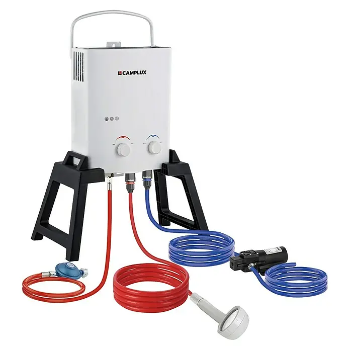 Camplux Durchlauferhitzer Outdoor Dusche AY-Serie + (5 l/min, Wasserpumpe, 50 mbar, Weiß)